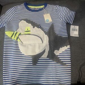 Mini Boden Blue Striped Shark Tee